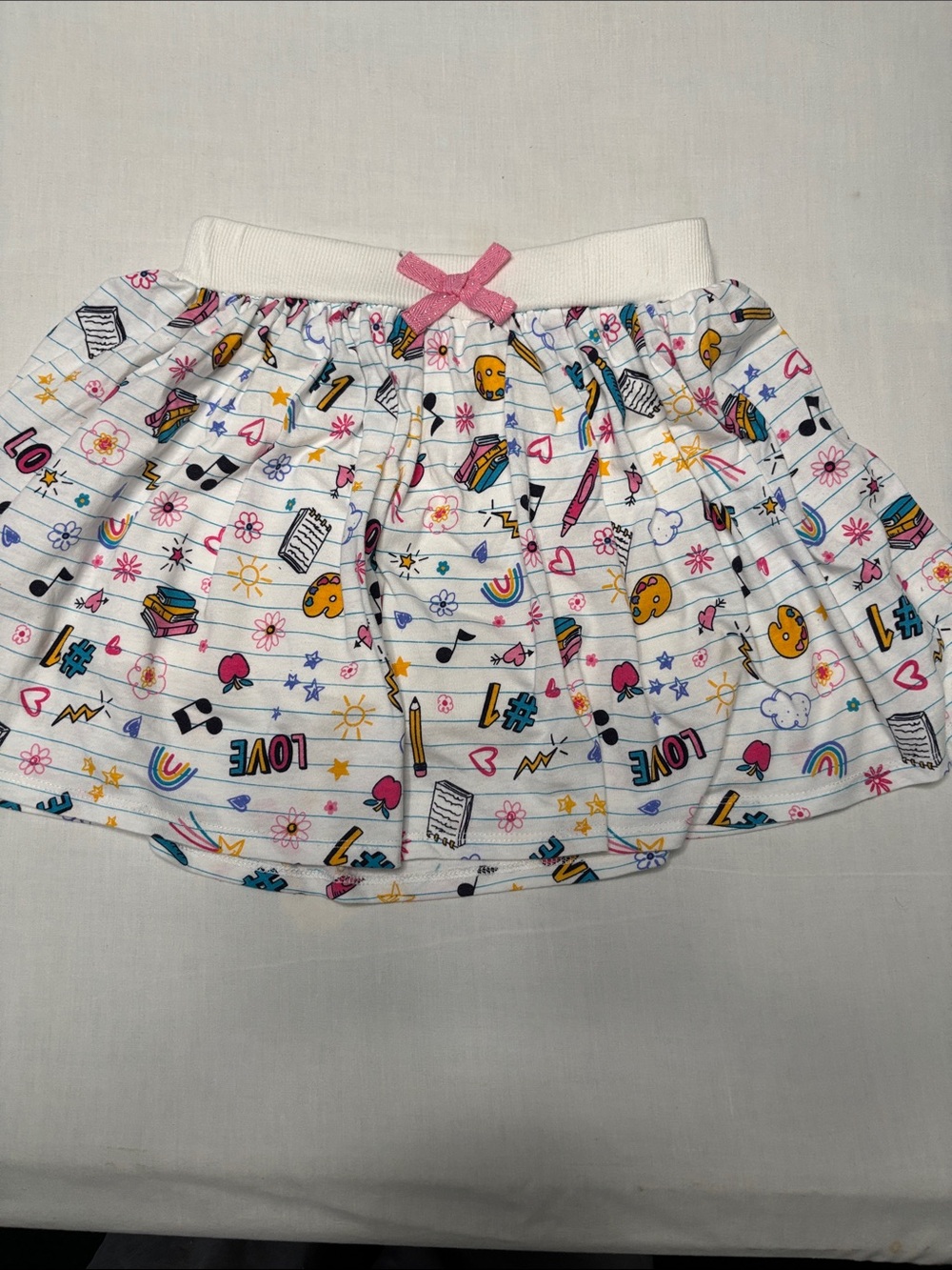 Cynthia Rowley White Skirt with Colorful School Icons